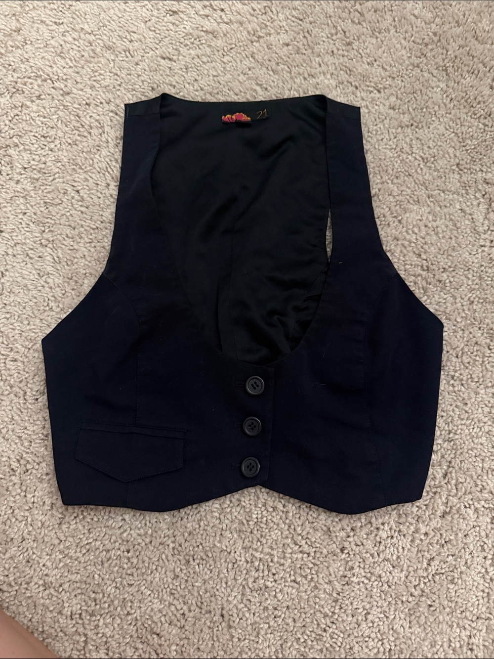 Forever 21 Black Cropped Button Vest